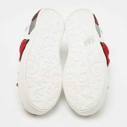Pre Owned Dolce & Gabbana White Leather Portofino Heart Low Top Sneakers Size 39.5