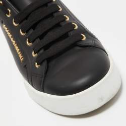 Pre Owned Dolce & Gabbana Black Leather Low Top Sneakers Size 39.5