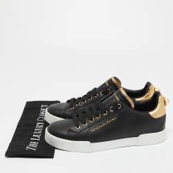 Pre Owned Dolce & Gabbana Black Leather Low Top Sneakers Size 39.5