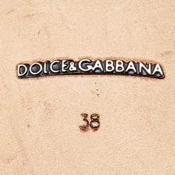 Pre Owned Dolce & Gabbana Black/White Mesh and Patent Leather Embellished Slingback Pumps Size 38