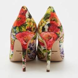 Pre Owned Dolce & Gabbana Multicolor Floral Fabric Crystal Embellished Bellucci Pumps Size 39