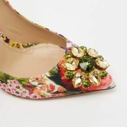 Pre Owned Dolce & Gabbana Multicolor Floral Fabric Crystal Embellished Bellucci Pumps Size 39