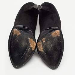 Dolce & Gabbana Black Suede and Lace Pointed Toe Booties Size 38.5