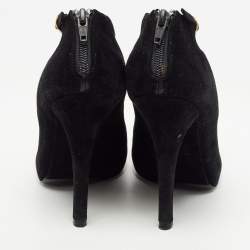 Dolce & Gabbana Black Suede and Lace Pointed Toe Booties Size 38.5