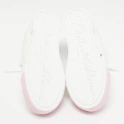 Pre Owned Dolce & Gabbana White/Pink Leather Portofino Low Top Sneakers Size 41
