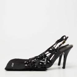Pre Owned Dolce & Gabbana Black Leather Strappy Slingback Sandals Size 39.5