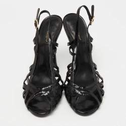 Pre Owned Dolce & Gabbana Black Leather Strappy Slingback Sandals Size 39.5