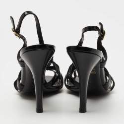 Pre Owned Dolce & Gabbana Black Leather Strappy Slingback Sandals Size 39.5