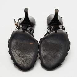 Pre Owned Dolce & Gabbana Black Leather Strappy Slingback Sandals Size 39.5