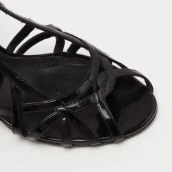 Pre Owned Dolce & Gabbana Black Leather Strappy Slingback Sandals Size 39.5