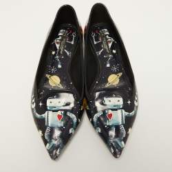 Dolce & Gabbana Navy Blue Patent leather Galaxy Print Ballet Flats Size 35.5