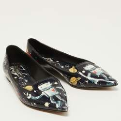 Dolce & Gabbana Navy Blue Patent leather Galaxy Print Ballet Flats Size 35.5