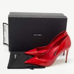 Pre Owned Dolce & Gabbana Red Patent Leather Pointed Toe Pumps Size 39