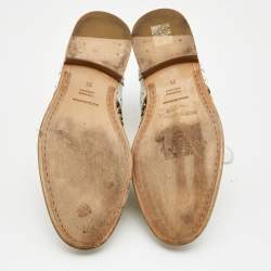 Pre Owned Dolce & Gabbana White Leather Studded Perforated Oxford Size 35 