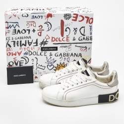 Pre Owned Dolce & Gabbana White Leather Portofino Low Top Sneakers Size 37.5