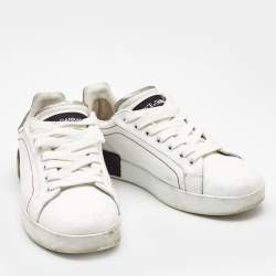 Pre Owned Dolce & Gabbana White Leather Portofino Low Top Sneakers Size 37.5