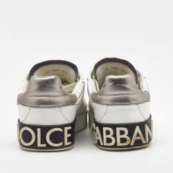 Pre Owned Dolce & Gabbana White Leather Portofino Low Top Sneakers Size 37.5