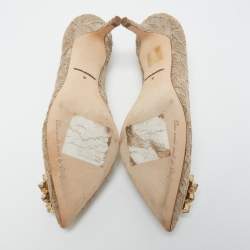 Pre Owned Dolce & Gabbana Beige Lace Bellucci Pumps Size 37