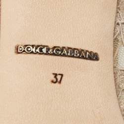 Pre Owned Dolce & Gabbana Beige Lace Bellucci Pumps Size 37