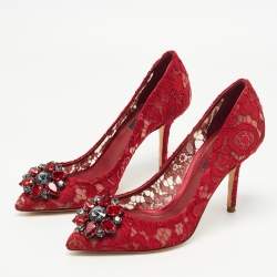 Dolce & Gabbana Red Lace Bellucci Pumps Size 37