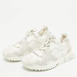 Pre Owned Dolce & Gabbana White/Grey Suede and Leather Sorrento Sneakers Size 38