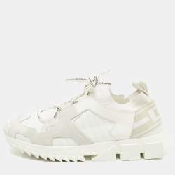 Pre Owned Dolce & Gabbana White/Grey Suede and Leather Sorrento Sneakers Size 38