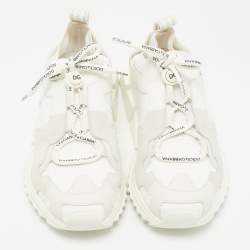 Pre Owned Dolce & Gabbana White/Grey Suede and Leather Sorrento Sneakers Size 38