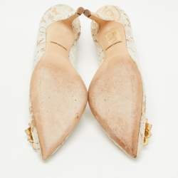 Pre Owned Dolce & Gabbana Off White Lace and Mesh Bellucci Pumps Size 36