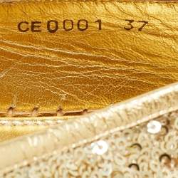 مملوكة مسبقًا Dolce & Gabbana Gold Sequin Slip On Espadrille Flats Size 37