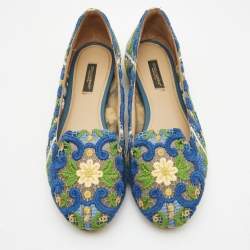 Dolce & Gabbana Tricolor Floral Lace Smoking Slippers Size 37