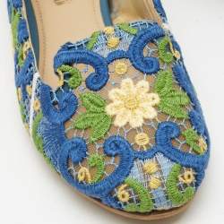 Dolce & Gabbana Tricolor Floral Lace Smoking Slippers Size 37