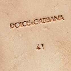 Pre Owned Dolce & Gabbana Green/White Printed Patent Leather Slingback Flats Size 41