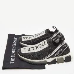Pre Owned Dolce & Gabbana Black Fabric Crystal Embellished Sorrento Sneakers Size 39