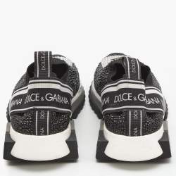 Pre Owned Dolce & Gabbana Black Fabric Crystal Embellished Sorrento Sneakers Size 39