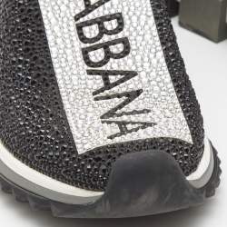 Pre Owned Dolce & Gabbana Black Fabric Crystal Embellished Sorrento Sneakers Size 39