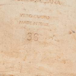 Pre Owned Dolce & Gabbana Gold Lizard Embossed Leather Flat Slides Size 36