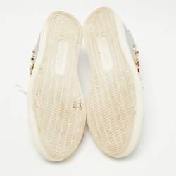 مملوكة مسبقًا Dolce & Gabbana Silver Leather DG Heart Low Top Sneakers Size 36