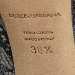 Pre Owned Dolce & Gabbana Black/White Lace Print Pointed Toe Pumps Size 38.5