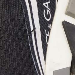 Pre Owned Dolce & Gabbana Black/White Logo Print Knit Fabric Sorrento Sneakers Size 37.5