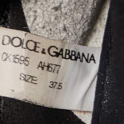Pre Owned Dolce & Gabbana Black/White Logo Print Knit Fabric Sorrento Sneakers Size 37.5