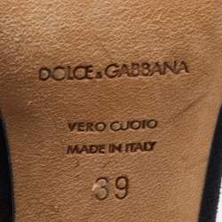 Pre Owned Dolce & Gabbana Black Leather Heritage Coin Detail Ankle Strap Sandals  Size 39