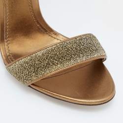 Pre Owned Dolce & Gabbana Gold Lurex Fabric Bette Sculpture Heel Open Toe Sandals Size 39