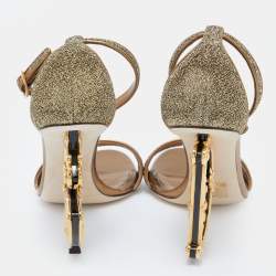Pre Owned Dolce & Gabbana Gold Lurex Fabric Bette Sculpture Heel Open Toe Sandals Size 39