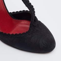 مملوكة مسبقًا  Dolce & Gabbana Black Fabric Crystal Embellished Block Heel Sandals Size 36