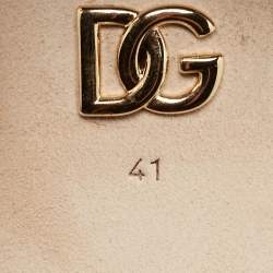 Pre Owned Dolce & Gabbana Blue Leather DG Logo Cutout Slides Size 41