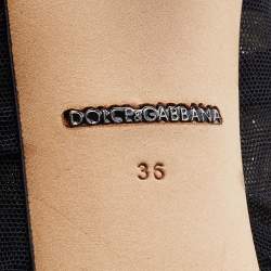 مملوكة مسبقًا Dolce & Gabbana Black Satin and Net Peep Toe Booties Size 36