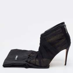 مملوكة مسبقًا Dolce & Gabbana Black Satin and Net Peep Toe Booties Size 36