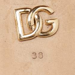 Pre Owned Dolce & Gabbana Tan Leather DG Cut Out Slide Sandals Size 38