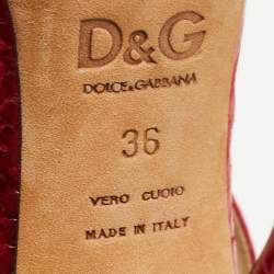 D&G Red Python Leather Ankle Strap Sandals Size 36