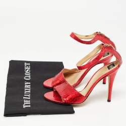 D&G Red Python Leather Ankle Strap Sandals Size 36